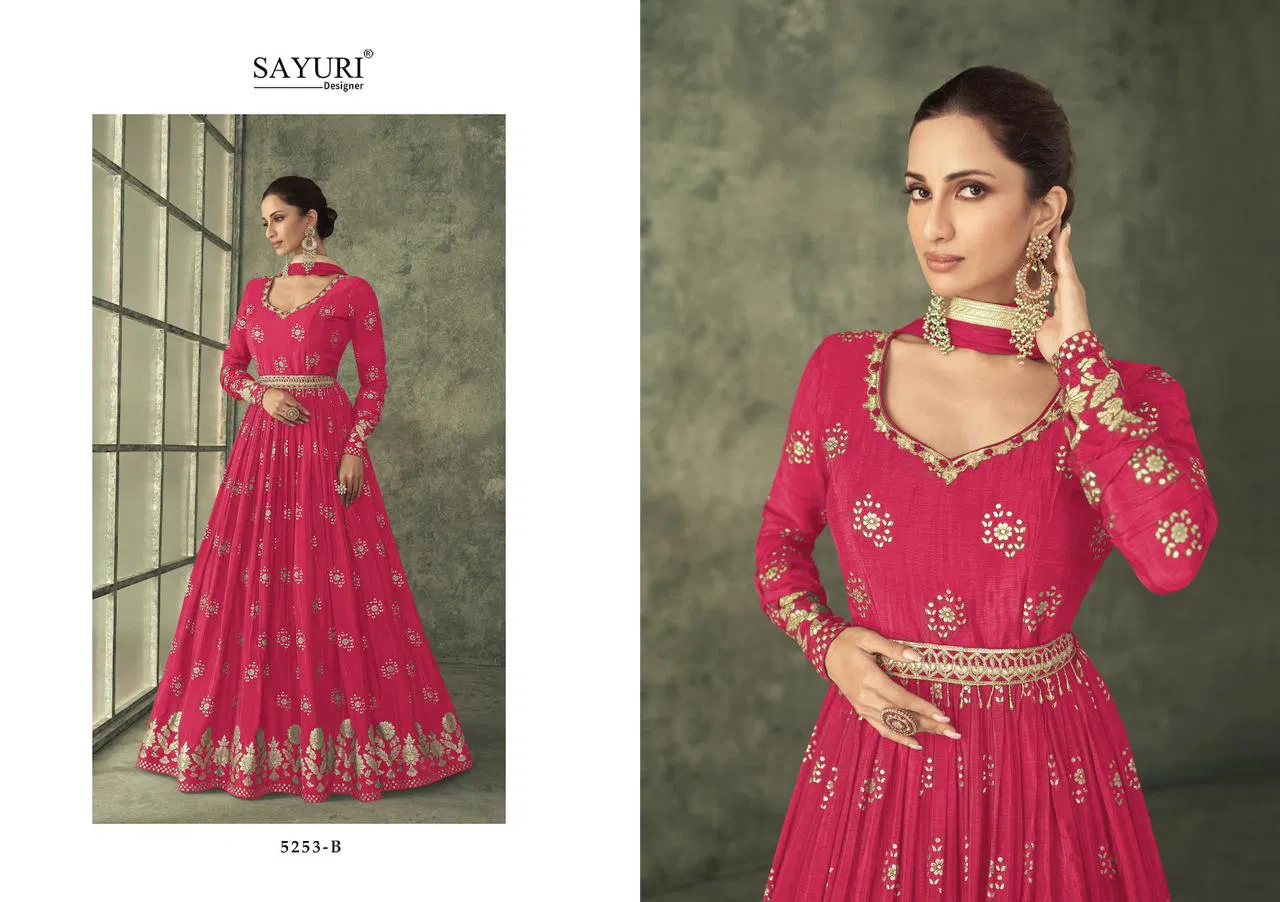 Shine Gold By Sayuri Heavy Wedding Wear Gown Catalog